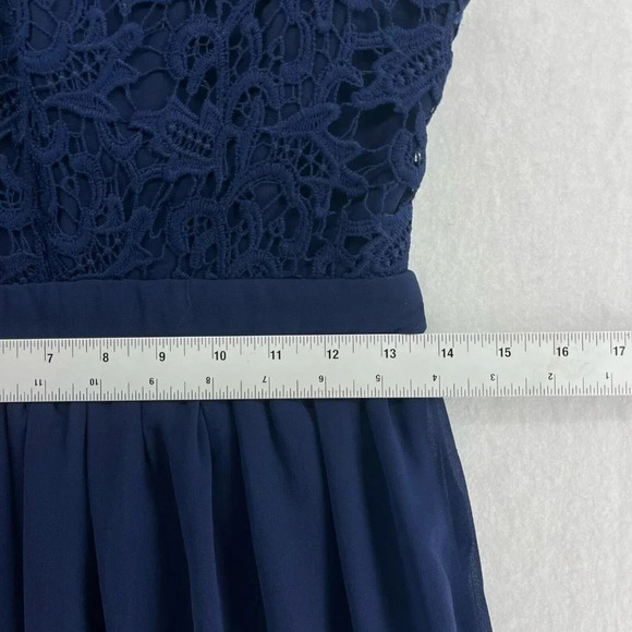 Lulus A-Line Dress Womens Sz S Navy Blue Crochet Cutout Back Sweetheart Neckline - Picture 4 of 13